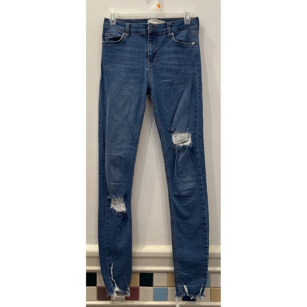 Free People Womens Distressed Ripped High Rise Skinny Jeans Size 25-26